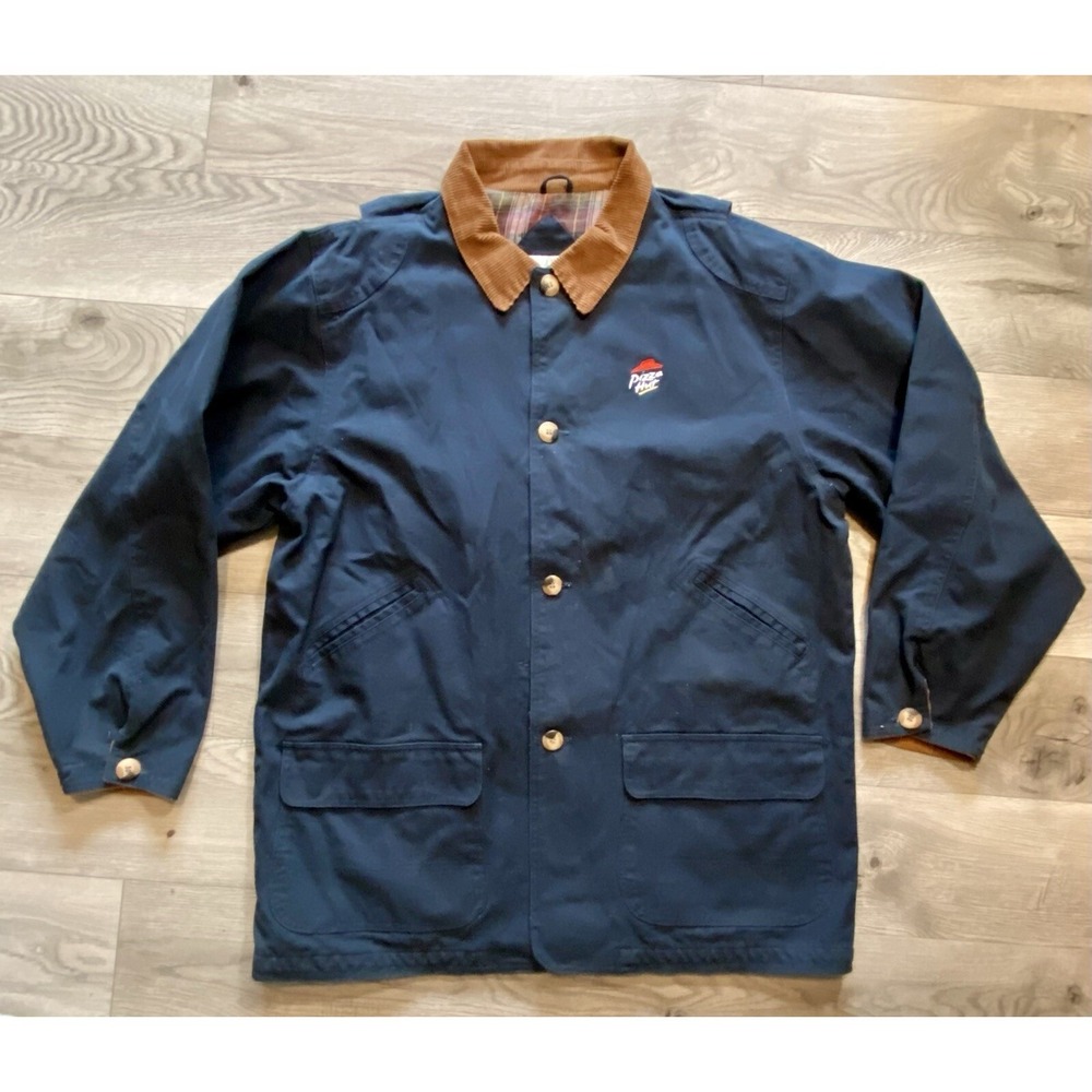 Vintage Pizza Hut Flannel Lined Cotton Canvas & Corduroy Coat. Size Large EUC